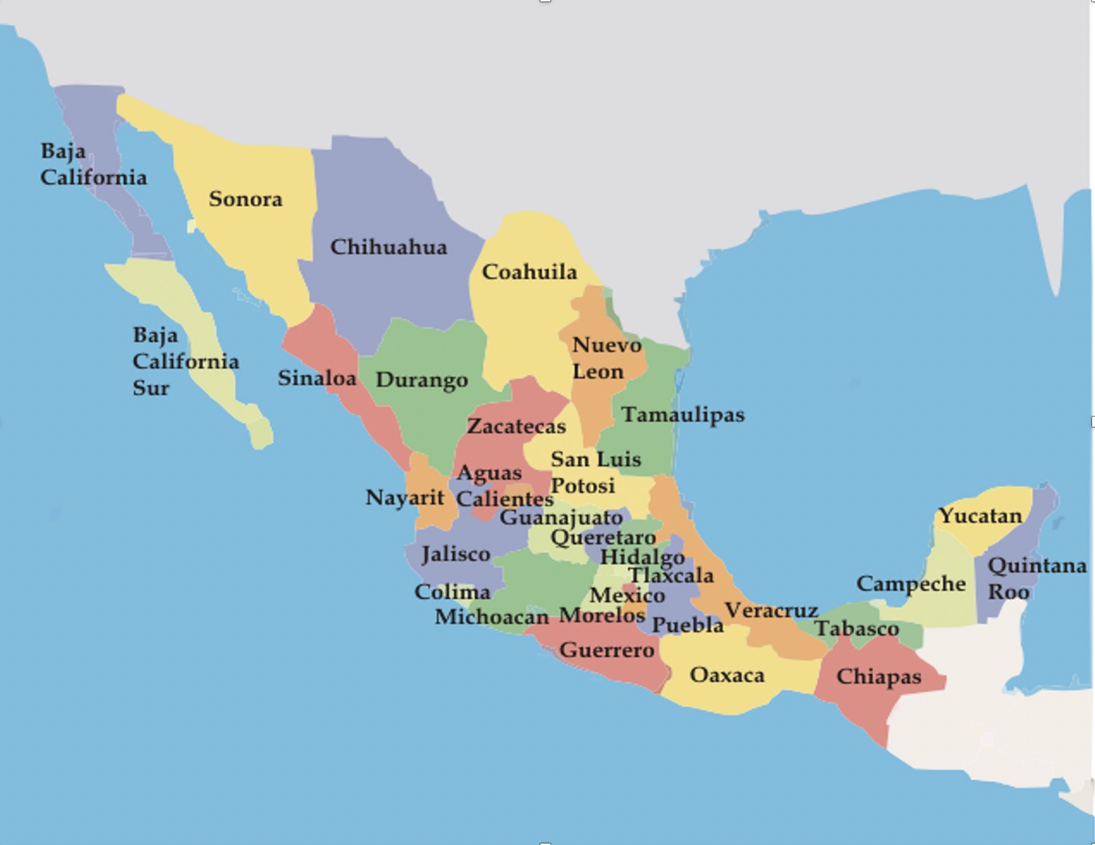 Mapa de México con estados